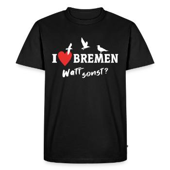 I Love Bremen Liebe - Men's Premium Organic T-Shirt - black - Front - Nico (187cm)