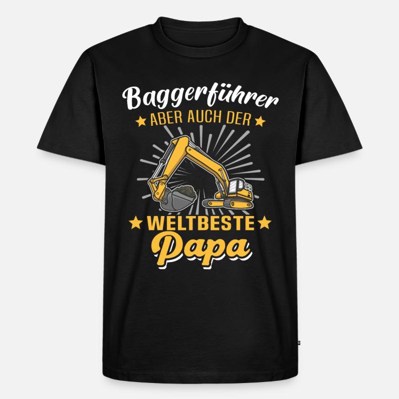 Baggerfahrer Papa Baggerführer - Männer Premium Bio T-Shirt - Schwarz