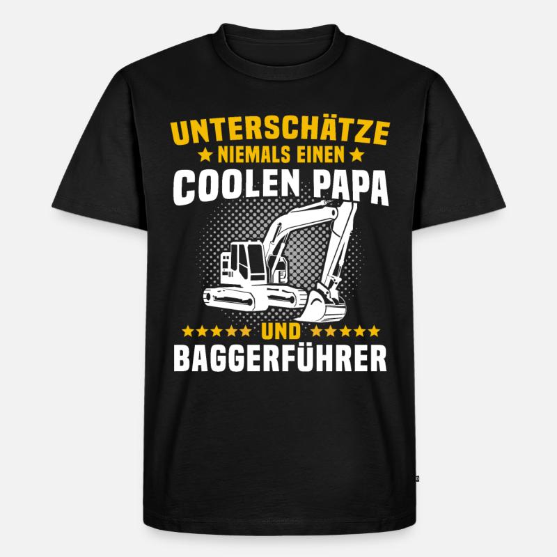 Baggerfahrer Papa Baggerführer - Männer Premium Bio T-Shirt - Schwarz