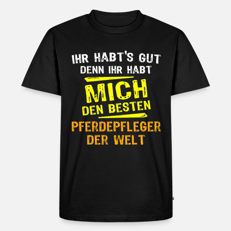 Pferdepfleger Geschenk - Männer Premium Bio T-Shirt - Schwarz