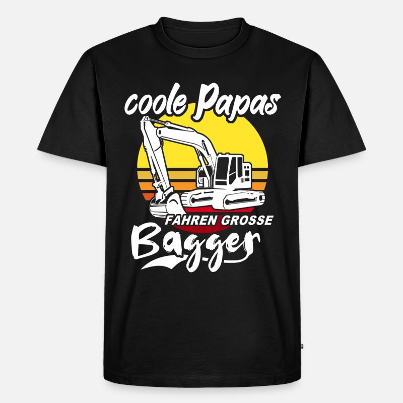 Baggerfahrer Papa - Männer Premium Bio T-Shirt - Schwarz