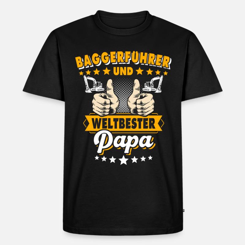 Baggerfahrer Papa - Männer Premium Bio T-Shirt - Schwarz