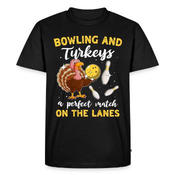 Quilles Dinde Quille Thanksgiving - T-shirt Premium bio Homme - noir - Devant - Nico (187cm)