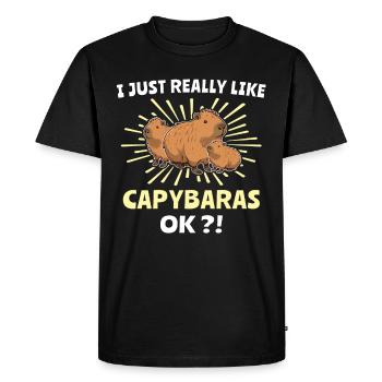 Capybara Wasserschwein - Men's Premium Organic T-Shirt - black - Front - Nico (187cm)