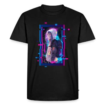 Cyber Futuristic Girl 3 - Chemise Anime - T-shirt Premium bio Homme - noir - Devant - Nico (187cm)