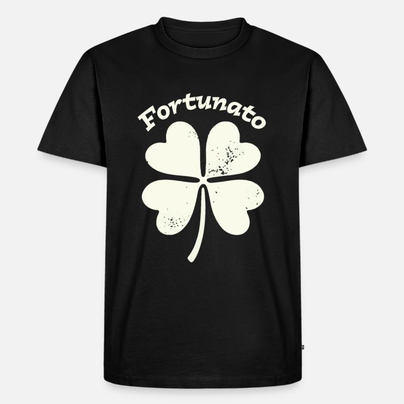 Fortunato Emblem Distressed Vierblatt - Männer Premium Bio T-Shirt - Schwarz