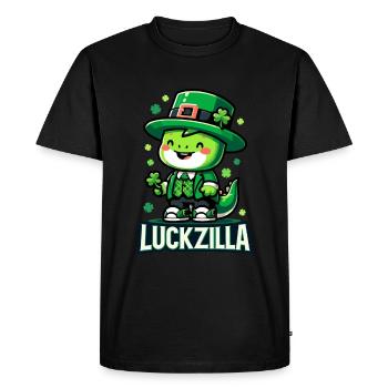 Cheerful Leprechaun Pup - Luckzilla St. Paddy's - Men's Premium Organic T-Shirt - black - Front - Nico (187cm)