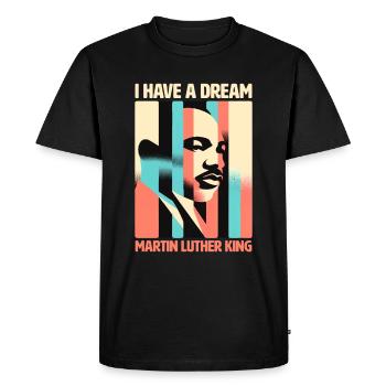 Vision d’un rêve MLK Portrait inspirant - T-shirt Premium bio Homme - noir - Devant - Nico (187cm)