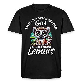 Girl Loves Lemurs - Men's Premium Organic T-Shirt - black - Front - Nico (187cm)