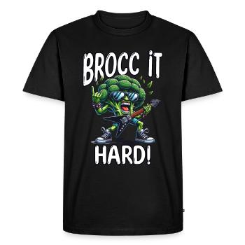 Broccoli Vegetarian - Men's Premium Organic T-Shirt - black - Front - Nico (187cm)