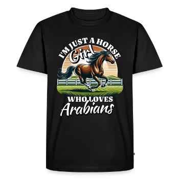 Fille de chevaux arabes - T-shirt Premium bio Homme - noir - Devant - Nico (187cm)
