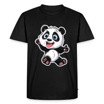 Exubérant Panda Buddy Sticker - T-shirt Premium bio Homme - noir - Devant - Nico (187cm)