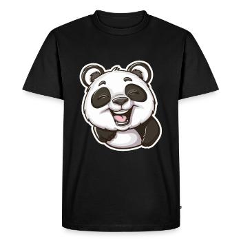 Exubérant Panda Buddy Sticker - T-shirt Premium bio Homme - noir - Devant - Nico (187cm)