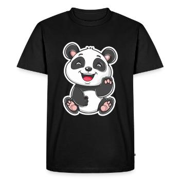 Exubérant Panda Buddy Sticker - T-shirt Premium bio Homme - noir - Devant - Nico (187cm)