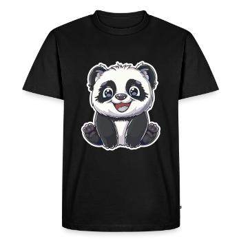 Exubérant Panda Buddy Sticker - T-shirt Premium bio Homme - noir - Devant - Nico (187cm)