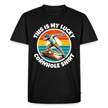 Lucky Cornhole - Men's Premium Organic T-Shirt - black - Front - Nico (187cm)