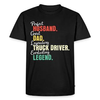 Truck Driver Dad - Men's Premium Organic T-Shirt - black - Front - Nico (187cm)