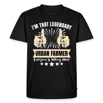 Fermier urbain légendaire - T-shirt Premium bio Homme - noir - Devant - Nico (187cm)