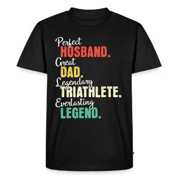 Papa triathlète - T-shirt Premium bio Homme - noir - Devant - Nico (187cm)