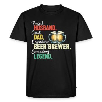 Papa brasseur de bière - T-shirt Premium bio Homme - noir - Devant - Nico (187cm)