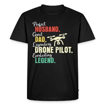 Papa pilote de drone - T-shirt Premium bio Homme - noir - Devant - Nico (187cm)