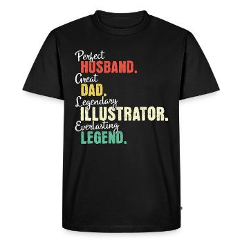 Papa illustrateur - T-shirt Premium bio Homme - noir - Devant - Nico (187cm)