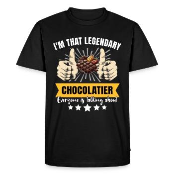 Legendary chocolatier - Men's Premium Organic T-Shirt - black - Front - Nico (187cm)