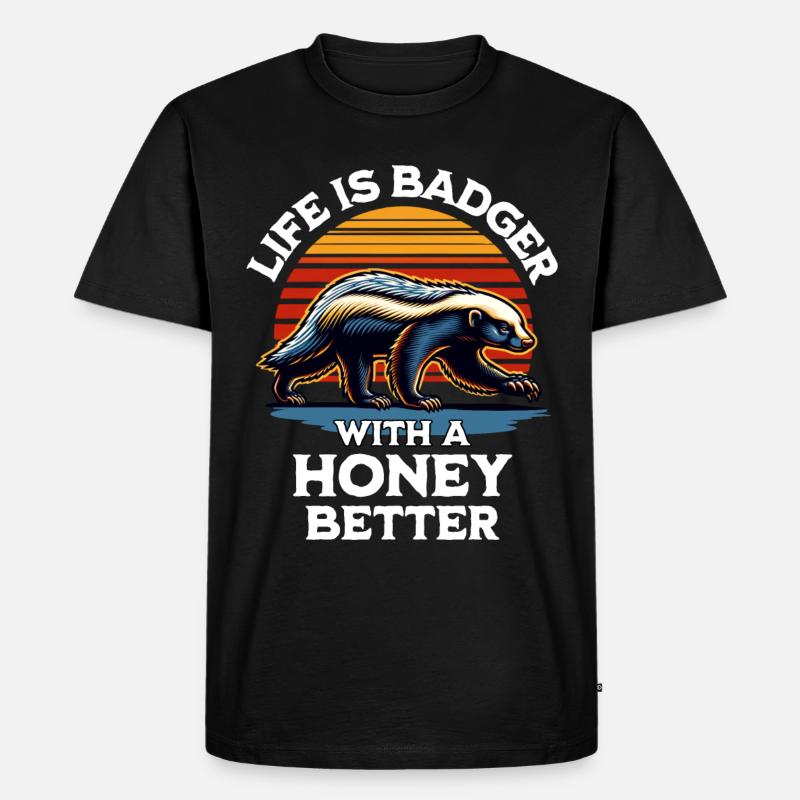 Honigdachs Spruch - Männer Premium Bio T-Shirt - Schwarz