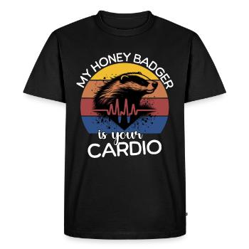 Honey Badger ECG Honey Badger Heart Line - T-shirt Premium bio Homme - noir - Devant - Nico (187cm)