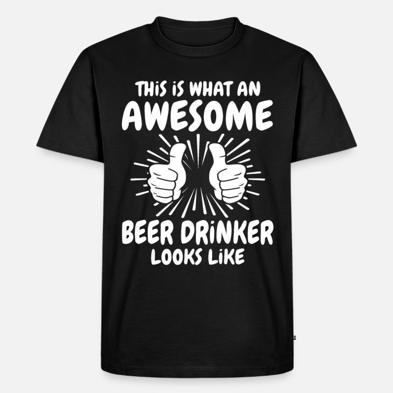 Biertrinker - Männer Premium Bio T-Shirt - Schwarz