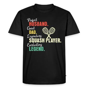 Papa joueur de squash - T-shirt Premium bio Homme - noir - Devant - Nico (187cm)