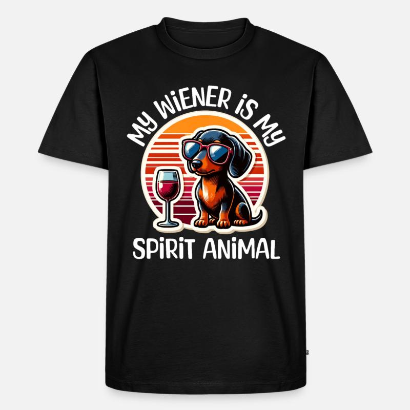 Dackel Wein - Männer Premium Bio T-Shirt - Schwarz