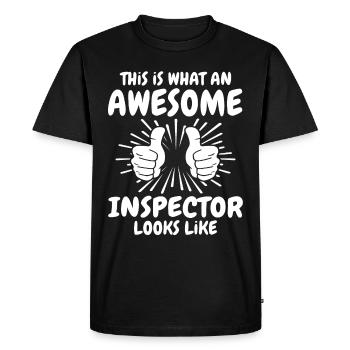 Inspecteur - T-shirt Premium bio Homme - noir - Devant - Nico (187cm)