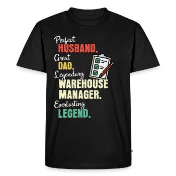 Camp Manager Dad - Men's Premium Organic T-Shirt - black - Front - Nico (187cm)