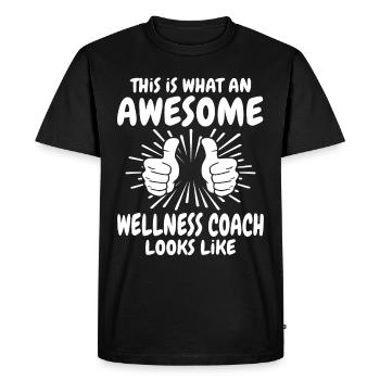 Wellness Coach - Men's Premium Organic T-Shirt - black - Front - Nico (187cm)