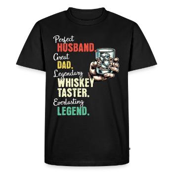 Papa buveur de whisky - T-shirt Premium bio Homme - noir - Devant - Nico (187cm)