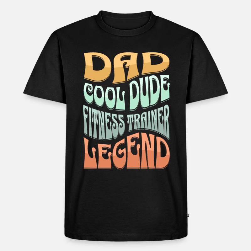 Papa Fitnesstrainer - Männer Premium Bio T-Shirt - Schwarz