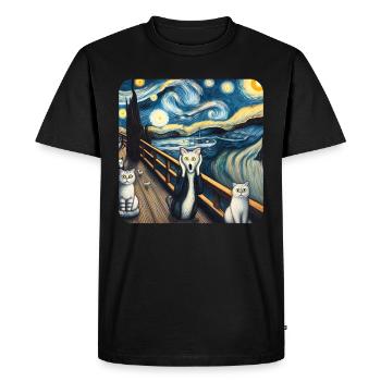 Cat Painting Art, Cat Owner - Men's Premium Organic T-Shirt - black - Front - Nico (187cm)