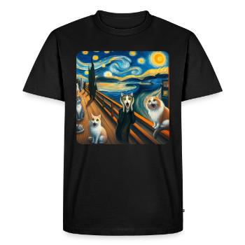 Cat Painting Art, Cat Owner - Men's Premium Organic T-Shirt - black - Front - Nico (187cm)