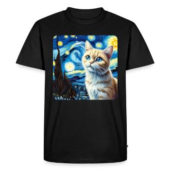 Cat Painting Art, Cat Owner - Men's Premium Organic T-Shirt - black - Front - Nico (187cm)