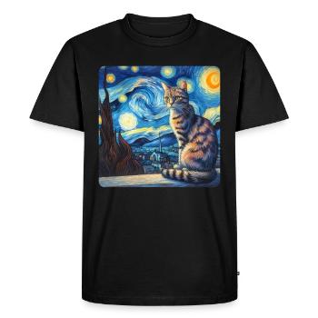 Cat Painting Art, Cat Owner - Men's Premium Organic T-Shirt - black - Front - Nico (187cm)