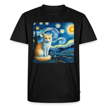 Cat Painting Art, Cat Owner - Men's Premium Organic T-Shirt - black - Front - Nico (187cm)