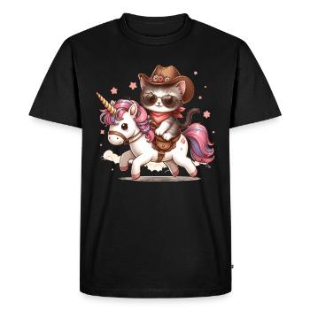 Unicorn And Cat, Cat Owner, Cat Lover - Men's Premium Organic T-Shirt - black - Front - Nico (187cm)
