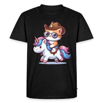 Unicorn And Cat, Cat Owner, Cat Lover - Men's Premium Organic T-Shirt - black - Front - Nico (187cm)