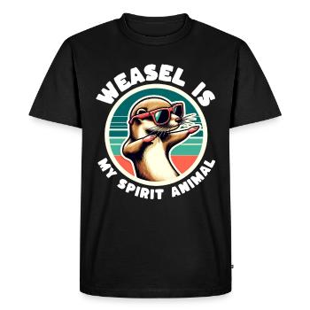 Drôles de dictons de belette - T-shirt Premium bio Homme - noir - Devant - Nico (187cm)