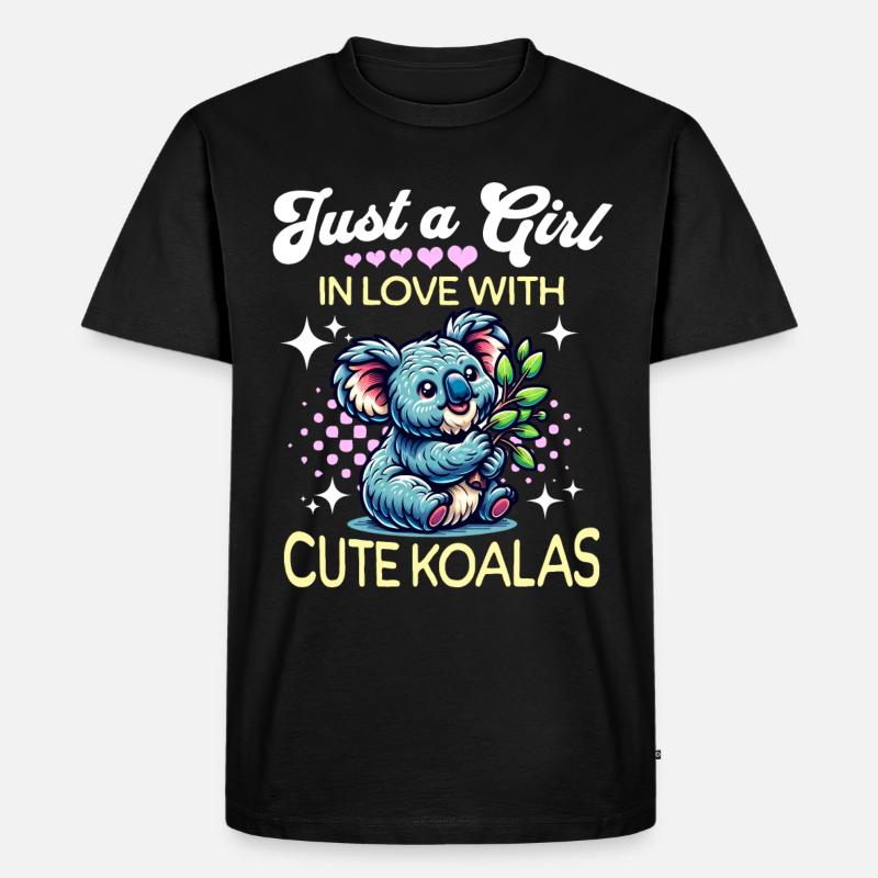 Koala Mädchen - Männer Premium Bio T-Shirt - Schwarz
