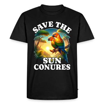 Sauver la perruche solaire - T-shirt Premium bio Homme - noir - Devant - Nico (187cm)