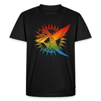Sun Parakeet Saying - Men's Premium Organic T-Shirt - black - Front - Nico (187cm)