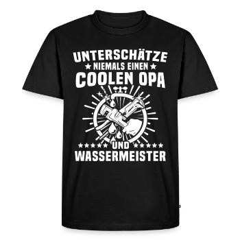 Grandpa Water Master - Men's Premium Organic T-Shirt - black - Front - Nico (187cm)