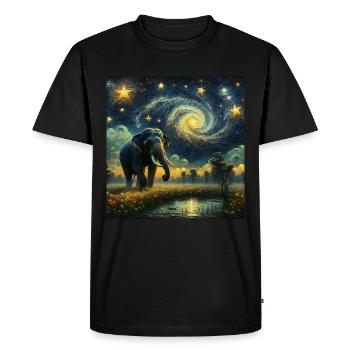 Sumatran Elephant Starry Night - Men's Premium Organic T-Shirt - black - Front - Nico (187cm)